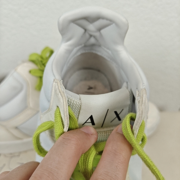 Armani Exchange High Top Lace Sneakers In Op White Acid Lime Size 9 Women's - Picture 8 of 10